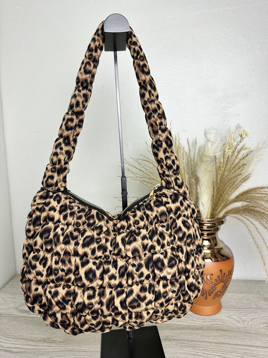 Bolso de hombro acolchado animal print